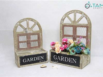 Kệ gỗ treo tường cửa sổ Garden Vintage W-KGTT-01